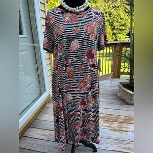 NWT Disney Carly Floral Striped Midi Dress